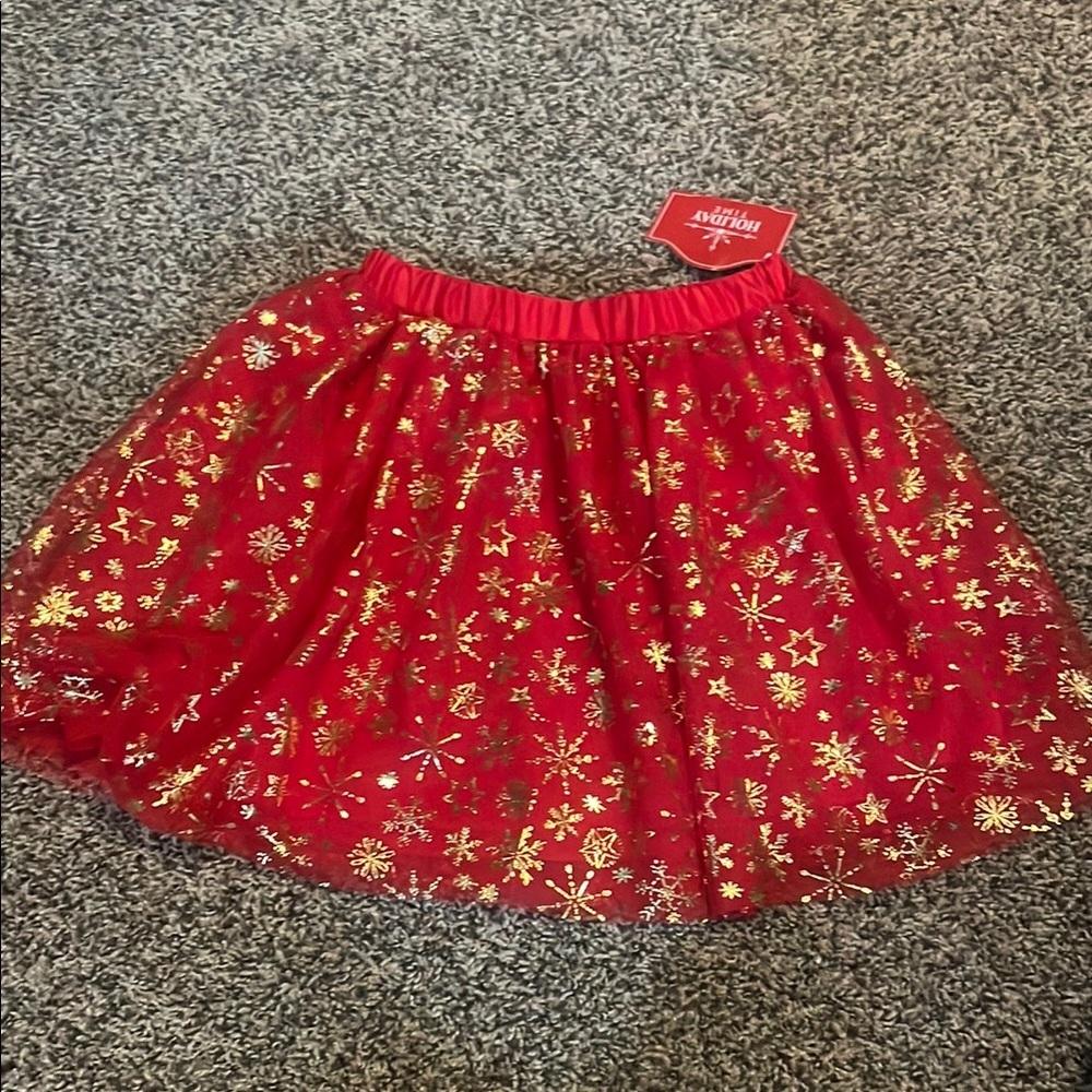 Holiday Time Red and Gold Kids Skirt